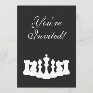 Black & White Chess Birthday Party Invitation