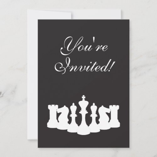 Black  White Chess Birthday Party Invitation