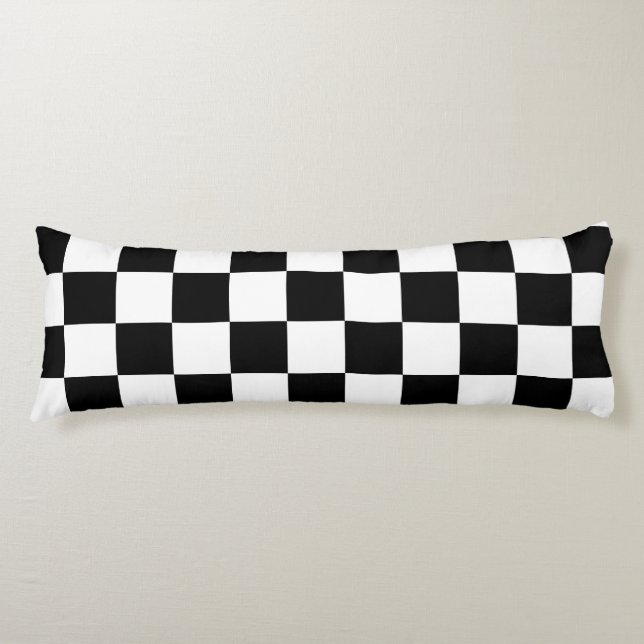 Black White Chess Board Pattern Body Pillow (Front)