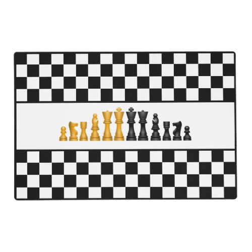 Black  White Chess Board Pattern Placemat
