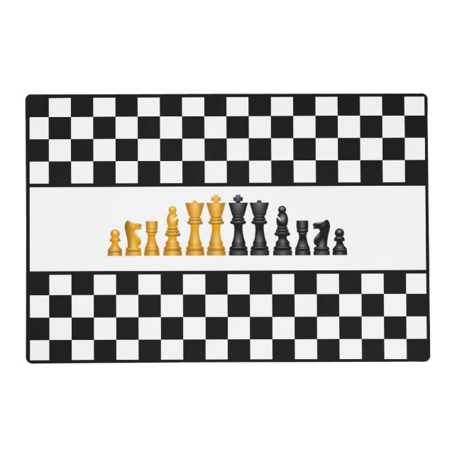 Black & White Chess Board Pattern Placemat (Front)