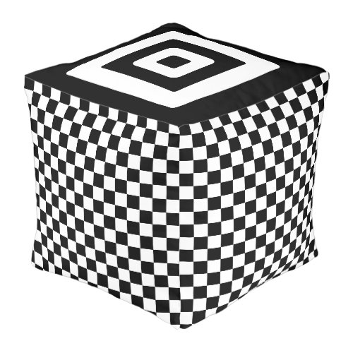Black  White Chess Board Pattern Pouf