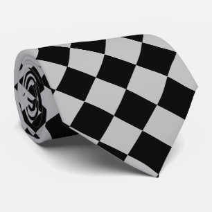 Black White Chess Neck Tie