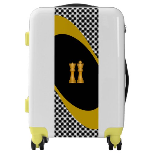 Black  white chess pattern  wavy lines luggage