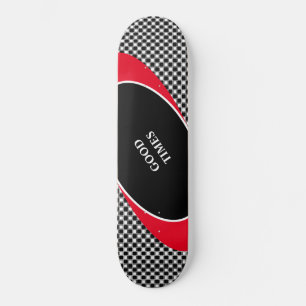 Black & white chess pattern & wavy lines skateboard
