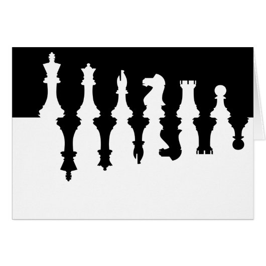 Black & White Chess Pieces Cards (Front Horizontal)