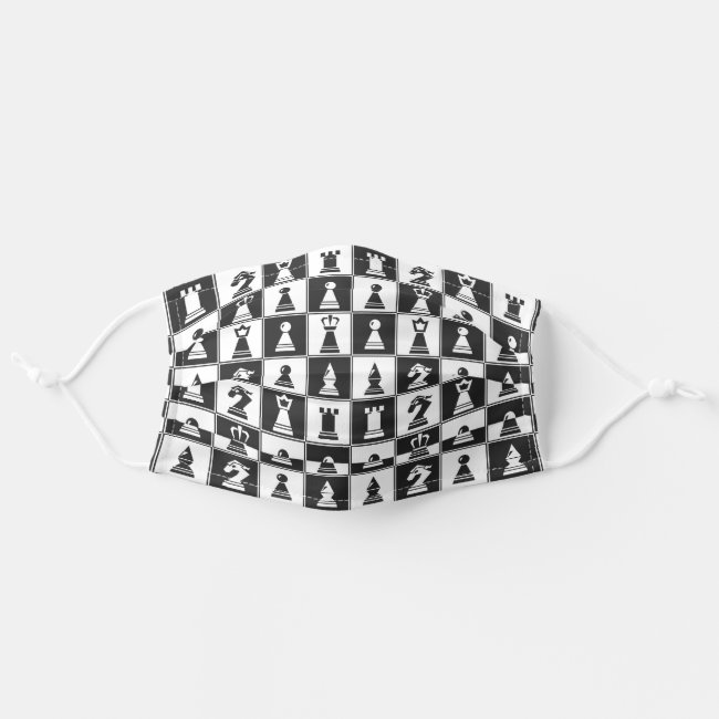 Black White Chess Pieces Squares Face Mask