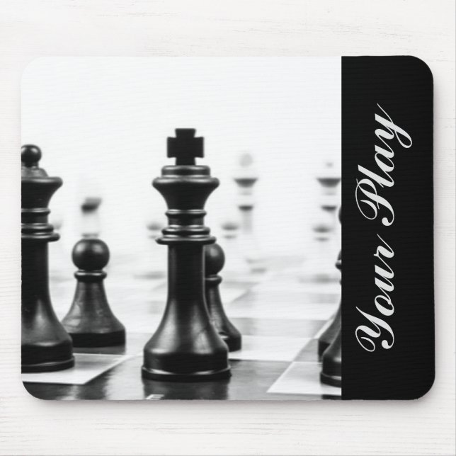 Black White Chess Typography Mouse Pad (Front)
