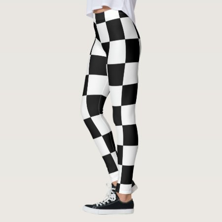 Black White Chessboard Pattern Leggings