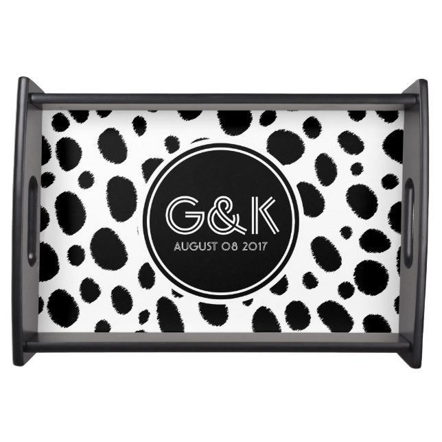 Black & White Chetah Spots Animal Print Serving Tray (Front)