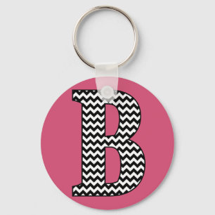 Black & White Chevron "B" Monogram Basic Keychain
