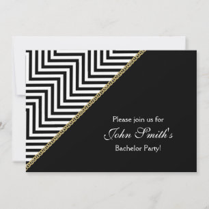 Black white chevron bachelor CUSTOM Invitation