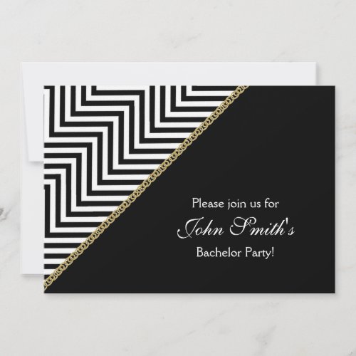 Black white chevron bachelor CUSTOM Personalized Invitation