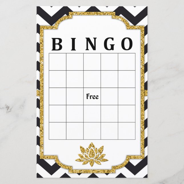 Black White Chevron bingo game (Front)