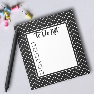 Black & White Chevron Color Changeable To Do List Notepad