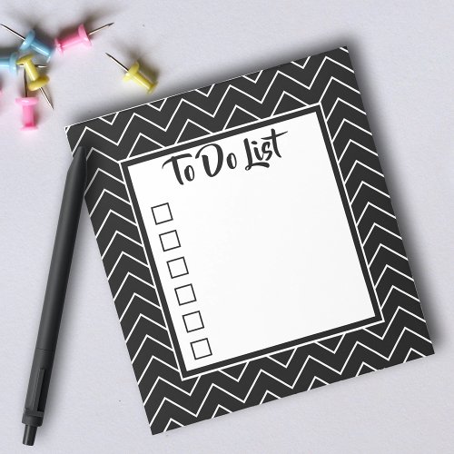 Black  White Chevron Color Changeable To Do List Notepad