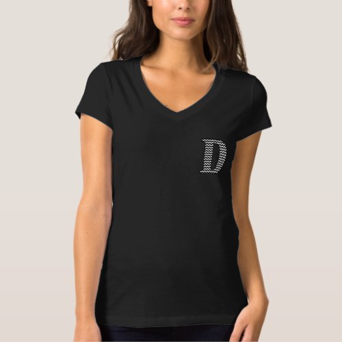 Black  White Chevron D Classic Monogram T_Shirt