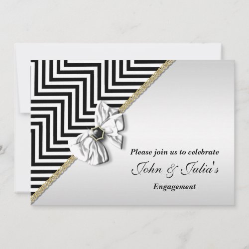 Black white chevron engagement anniversary CUSTOM Invitation