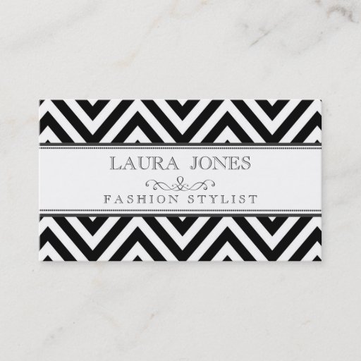 Customizable Black + White Chevron Fashion Stylist Template Business Card