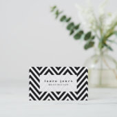 Black + White Chevron Fashion Stylist Template Business Card (Standing Front)