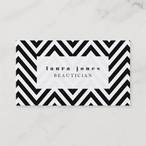 Black + White Chevron Fashion Stylist Template Business Cards