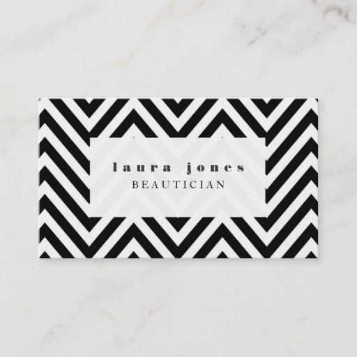 Customizable Black + White Chevron Fashion Stylist Template Business Cards