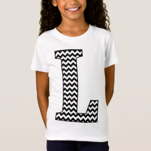 Black & White Chevron L Monogram Girl's T-Shirt