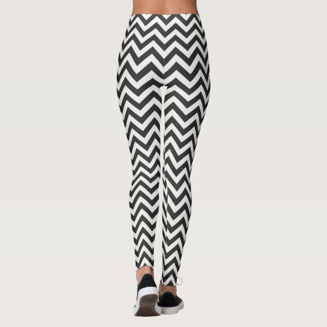 Black White Chevron Leggings (Back)