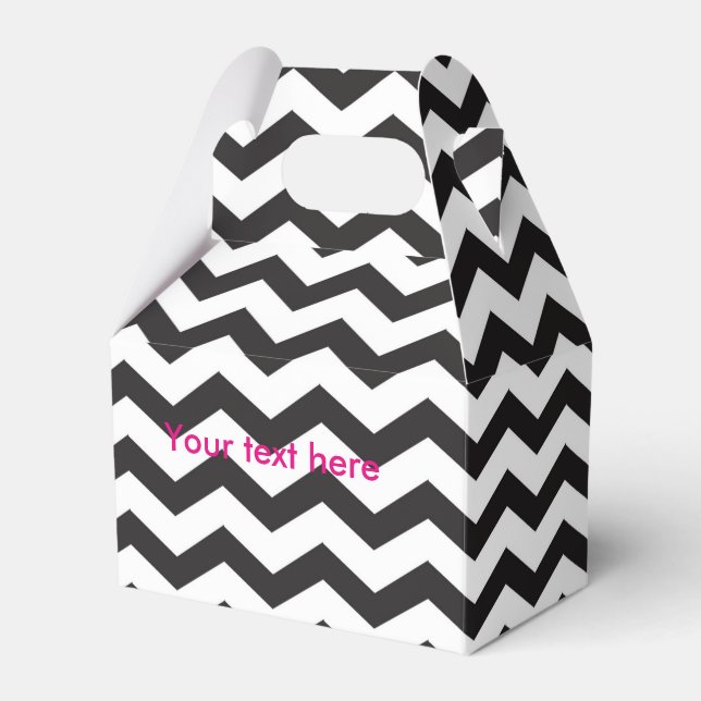 Black & White Chevron Modern Party Favor Boxes (Front Side)