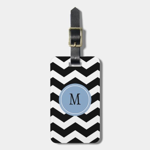 Black  White Chevron Monogram Luggage Tag