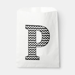Black & White Chevron "P" Monogram Favor Bags