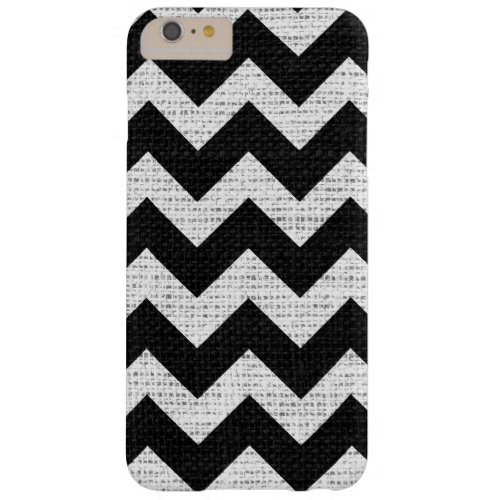 Black  White Chevron Pattern Burlap Jute Barely There iPhone 6 Plus Case