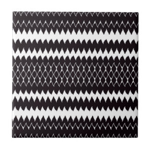 Black White Chevron Pattern Ceramic Tile