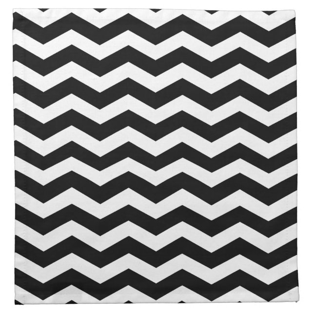 Black & White Chevron Pattern Cloth Napkin (Front)