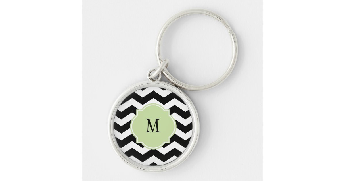 Black & White Chevron Pattern Keychain | Zazzle