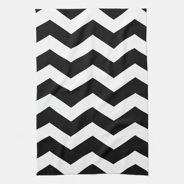 Black & White Chevron Pattern Kitchen Towel (Vertical)