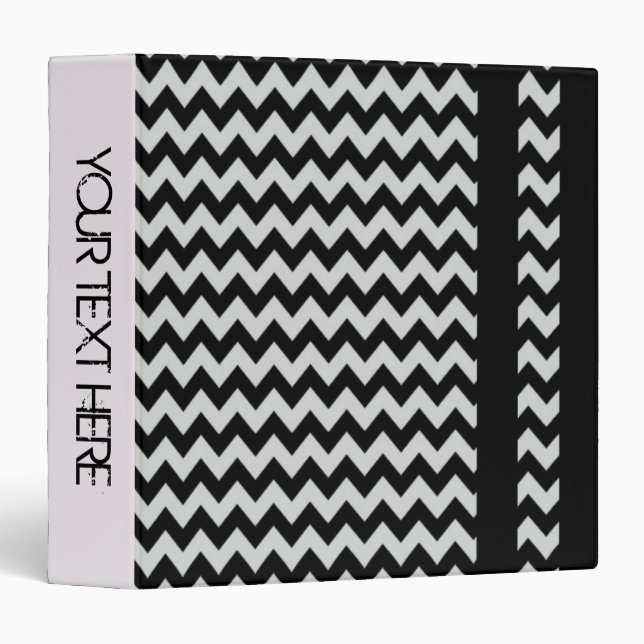 Black White Chevron Pattern Personalized Binder (Front/Spine)
