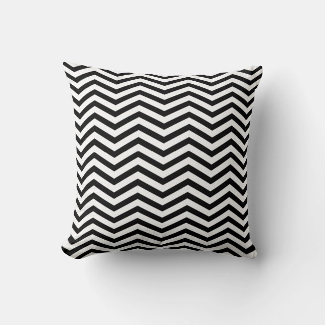 Black, white chevron pattern throw pillow (Front)