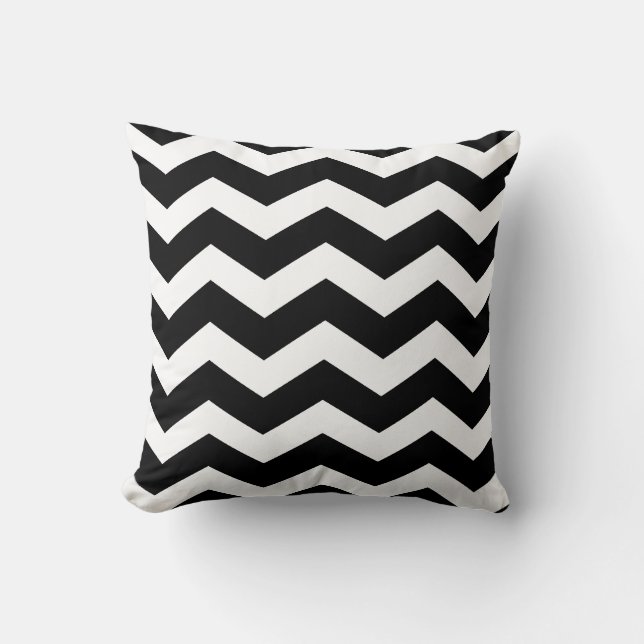 Black & White Chevron Pattern Throw Pillows (Front)