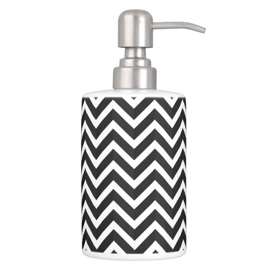 Black White Chevron Stripe bathroom set (Right)
