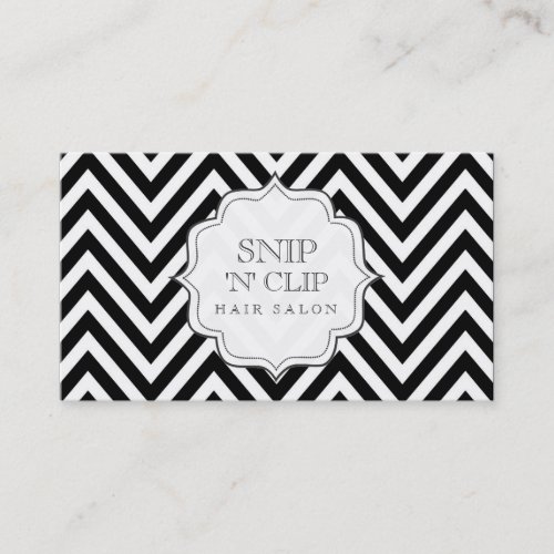 Black  White Chevron Stripes Hair Stylist Cards