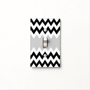 Black White Chevron Stripes Pattern Light Switch Cover
