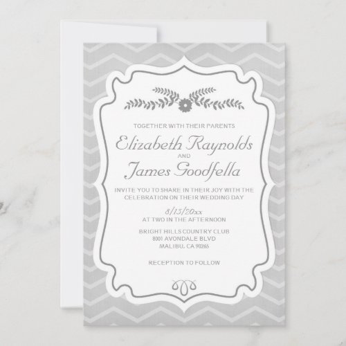 Black &amp; White Chevron Stripes Wedding Invitations