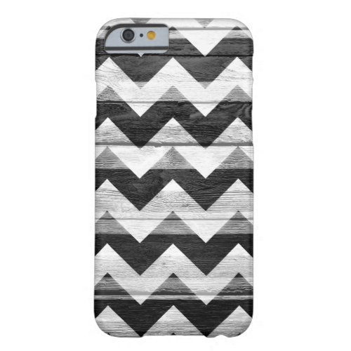 Black White Chevron Vintage Wood Barely There iPhone 6 Case