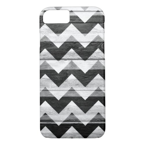 Black White Chevron Vintage Wood iPhone 87 Case