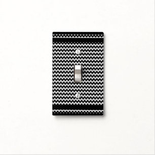 Black White Chevron Zigzag Pattern Light Switch Cover