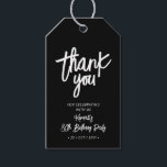Black & White | Chic 80th Birthday Party Thank you Gift Tags<br><div class="desc">This modern custom thank you tag will add stylish detail to your special day. This design features chic brush lettering " Thank you" with custom text. You can personalize this favor tag design for any events. Matching milestone birthday invitations and party supplies are available in my shop BaraBomDesign.</div>