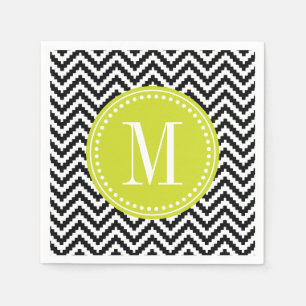 Black & White Chic Aztec Chevron Monogrammed Napkins