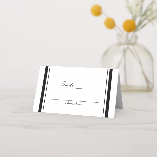 Black & White Chic Classy Elegant Table Number Place Card (Back)