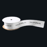 Black & White | Chic Eighty 80th Birthday Party Satin Ribbon<br><div class="desc">Add the detail to your gift with this custom text ribbon. This ribbon design features chic brush lettering script "Your Name's 80th Birthday". You can personalized the text to any age or event. More personalized stationery and party supplies are available at my shop BaraBomDesign.</div>